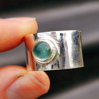 Rustic Handmade Solid 925 Sterling Silver & Natural Aquamarine Cuff Ring
