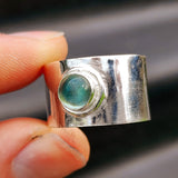 Rustic Handmade Solid 925 Sterling Silver & Natural Aquamarine Cuff Ring