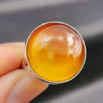 (R) Solid 925 Sterling Silver & Natural Carnelian Handmade Round Signet Ring