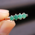 Solid 925 Sterling Silver & Natural Emerald Quad Setting Band Ring