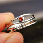 Solid 925 Sterling Silver & Natural Garnet Irregular Cage Ring