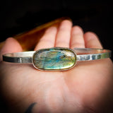 Solid 925 Sterling Silver & Natural Labradorite Handmade Cuff Bracelet