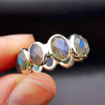 (R) Solid 925 Sterling Silver & Natural Labradorite Handmade Eternity Band Ring