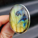Solid 925 Sterling Silver & Natural Labradorite Handmade Oval Ring