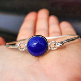 Solid 925 Sterling Silver & Natural Lapis Lazuli Cuff Bracelet