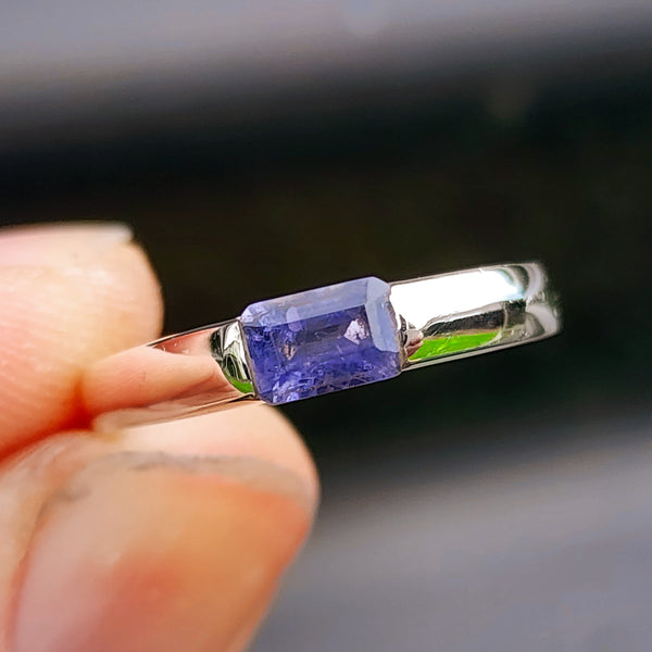 925 Sterling Silver & Natural Iolite Handmade Ring