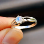 Solid 925 Sterling Silver & Natural Moonstone Spiral Cage Ring