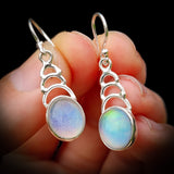 925 Sterling Silver & Natural Aurora Opal Handmade Hook Earrings