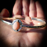 Solid 925 Sterling Silver & Natural Pink Opal Cuff Bracelet