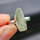 (R) Solid 925 Sterling Silver & Natural Raw Green Kyanite Handmade Ring
