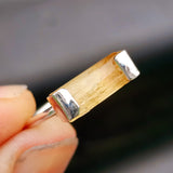 (Q) Solid 925 Sterling Silver & Natural Raw Imperial Topaz Handmade Ring