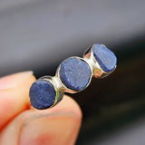 925 Sterling Silver & Natural Raw Sapphire 3x Setting Handmade Ring