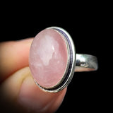Solid 925 Sterling Silver & Natural Rose Quartz Rustic Handmade Ring