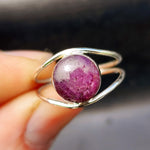 (R) Solid 925 Sterling Silver & Natural Ruby Double Band Ring