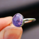 (Q) Solid 925 Sterling Silver & Natural Tanzanite Irregular Shaped Handmade Ring