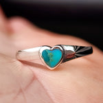 Solid 925 Sterling Silver & Natural Turquoise 6mm Heart Ring