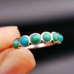 (M) Solid 925 Sterling Silver & Natural Turquoise 6x Setting Band Ring