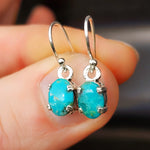 Solid 925 Sterling Silver & Natural Turquoise Clawed Hanging Earrings