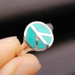 Solid 925 Sterling Silver & Natural Turquoise Peace Ring