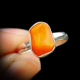 (R) Solid 925 Sterling Silver & Natural Orange Opal Irregular Handmade Ring