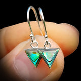 Solid 925 Sterling Silver & Paua Triangle Hook Earrings