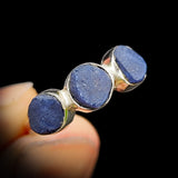 (T) 925 Sterling Silver & Natural Raw Sapphire 3x Setting Handmade Ring