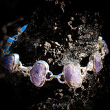 Solid 925 Sterling Silver & Natural Raw Tanzanite Handmade Chain Bracelet