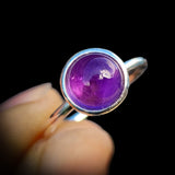(O) Solid 925 Sterling Silver & 10mm Natural Amethyst Round Signet Ring