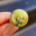 Solid 925 Sterling Silver & Monarch Opal Round Solitaire Ring