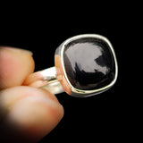 Solid 925 Sterling Silver & Natural Black Onyx Handmade Cushion Solitaire Ring