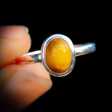 (R) Solid 925 Sterling Silver & Natural Tiger Eye Oval Solitaire Ring