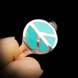(Q) Solid 925 Sterling Silver & Natural Turquoise Peace Ring