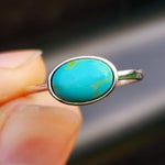 Solid 925 Sterling Silver & Natural Turquoise Oval Ring