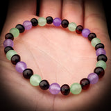 Polished Cherry Baltic Amber & Pastel Chalcedony Elastic Bracelet