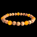 Raw Honey Baltic Amber & Pine Wood Elastic Bracelet