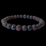 Raw Cherry Amber, Lava & Obsidian Stone Elastic bracelet