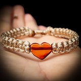 Natural Baltic Amber Heart Macrame Bracelet