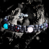 Cherry Baltic Amber, Amazonite, Rose Quartz, Amethyst Macrame Bracelet