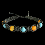 Raw Honey Baltic Amber & Turquoise Stone Macrame Bracelet