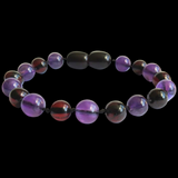 Amber Teething Bracelet / Anklet - Polished Cherry & Amethyst