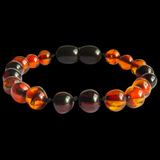 Amber Teething Bracelet / Anklet - Polished Cognac & Cherry Amber