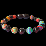 Amber Teething Bracelet / Anklet - Polished Cherry Amber & Rainbow Malachite