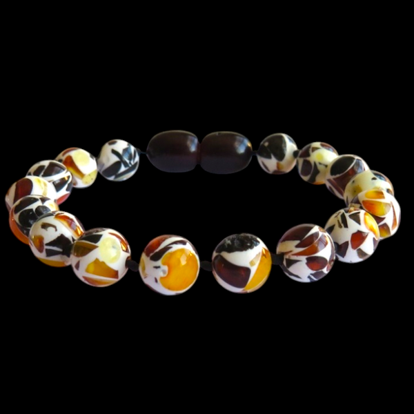 Amber Teething Bracelet / Anklet - Mosaic Amber Beads