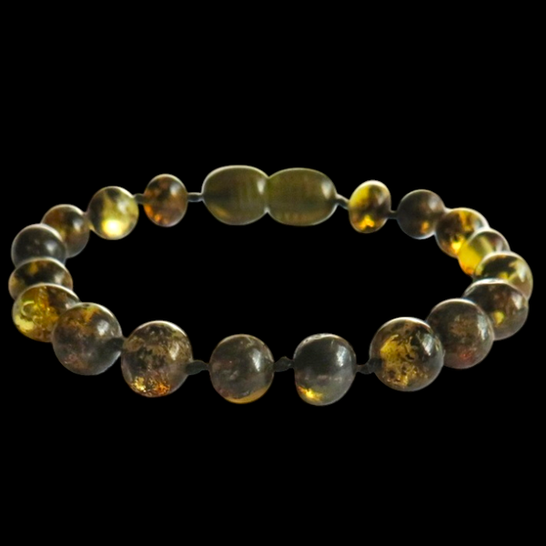 Amber Teething Bracelet / Anklet - Polished Green Amber