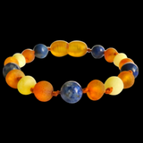 Amber Teething Bracelet / Anklet - Raw Butter, Honey & Lapis Lazuli