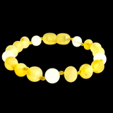 Amber Teething Bracelet / Anklet - Raw Lemon & White Quartz