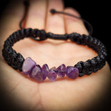 Natural Amethyst Chip Black Macrame Bracelet