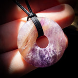 30mm Natural Amethyst Donut Pendant Necklace