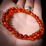 Polished Cognac Baltic Amber Elastic Bracelet