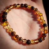 Natural Polished Green Baltic Amber Elastic Bracelet